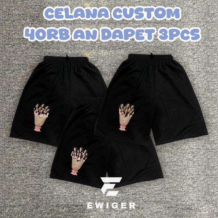 celana pendek custom foto bucket 3pcs, celana pendek sablon bucket foto