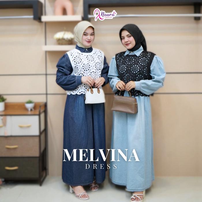 Melvina Dress - Gamis Jeans Rompi Wanita
