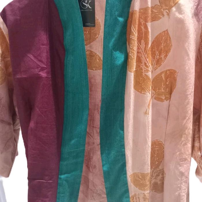 outer ecoprint secang kombinasi lurik polos fashionable