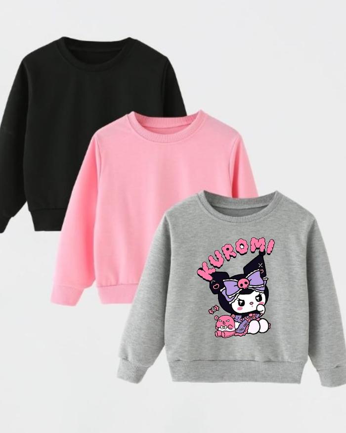 Baju Sweater Anak Fleece KUROMI PING Cocok untuk Cowok dan Cewek Usia 1-12 Tahun Fashion anak-anak l