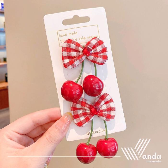 Jepit Red Cherry | Red Cherry Hairpin | Jepit Pita Rambut Anak Cerry