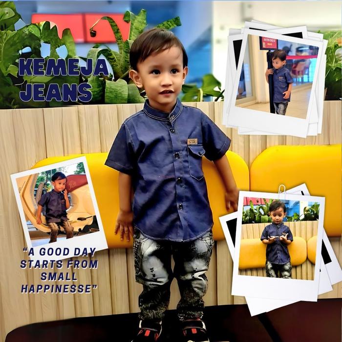 KIYOSI Kemeja Anak Jeans Laki-Laki Lengan Pendek Best Seller Kekinian Usia 1 Sampai 6 Tahun