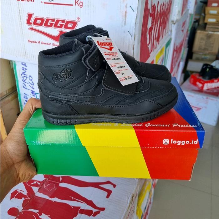 Sepatu Loggo Hitam Anak Perekat Murah Fashion Pasti Ori