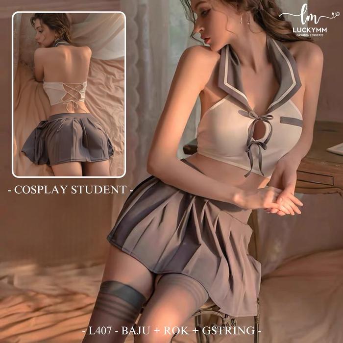 Sexy Lingerie Cosplay Student / Cosplay Murid Wanita / Lingerie Cosplay Sexy OL Uniform 407 Murah