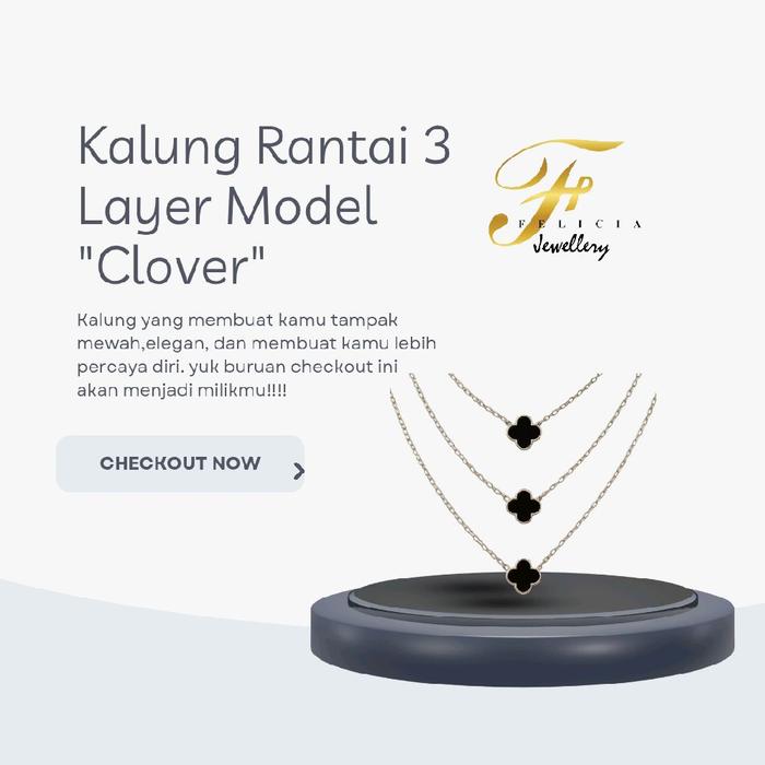 Kalung Rantai 3 Layer Model "Clover"