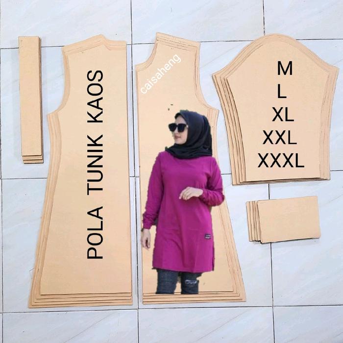 pola TUNIK KAOS WANITA DEWASA satu set isi 5 ukuran size M L XL XXL XXXL Atasan