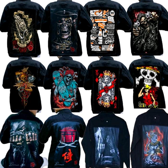 JAKET JEANS PRIA HITAM PRINTING JAKET TERLARIS BAHAN DENIM TANGAN PANJANG TEBAL LEMBUT KEREN GRESS.I