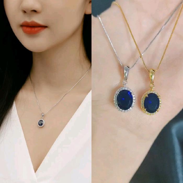 Xuping88 Kalung dan Liontin WYNN MATA BIRU LADY DIANA bronze imitasi KM5 Perhiasan Elegan