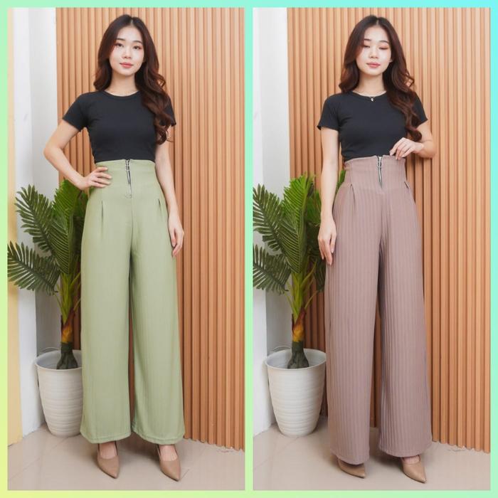 PAKET ISI 2 PCS Celana Kulot Wanita Gerra Pants Knit Premium Jeans rok span Panjang Nyaman Hitam Teb