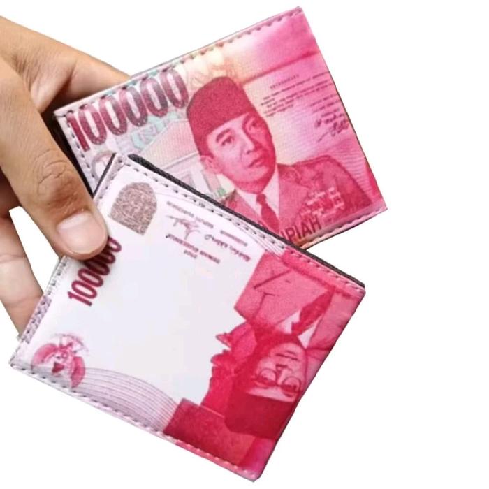 dompet anak cowo sd dompet  pecahan uang kertas motip uang 100000