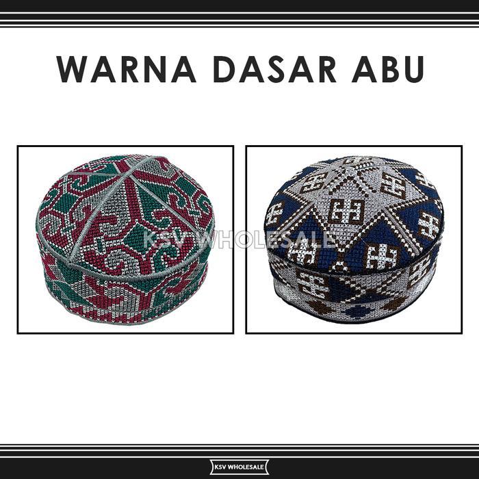 NX907 GROSIR (10 Pcs) Peci PAKISTAN Motif Ovais Cap Bordir Kopiah Haji Sholat Santri Pria Dewasa Ana