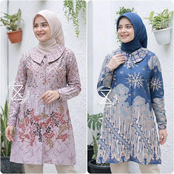 Baju Tunik Batik Dolby Dolbi Dobby Doby Tenun Sutra Tulis Halus Katun Tunik Soft Tunik Kekinian Tuni