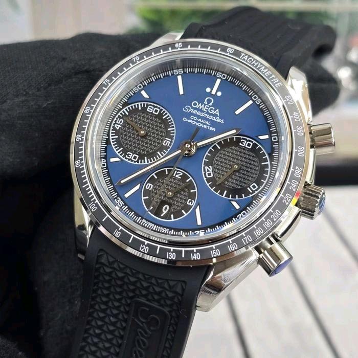 Jam Tangan Pria Omega Seamaster Swiss Automatic Movement 39mm Rubber Strap Blue Dial