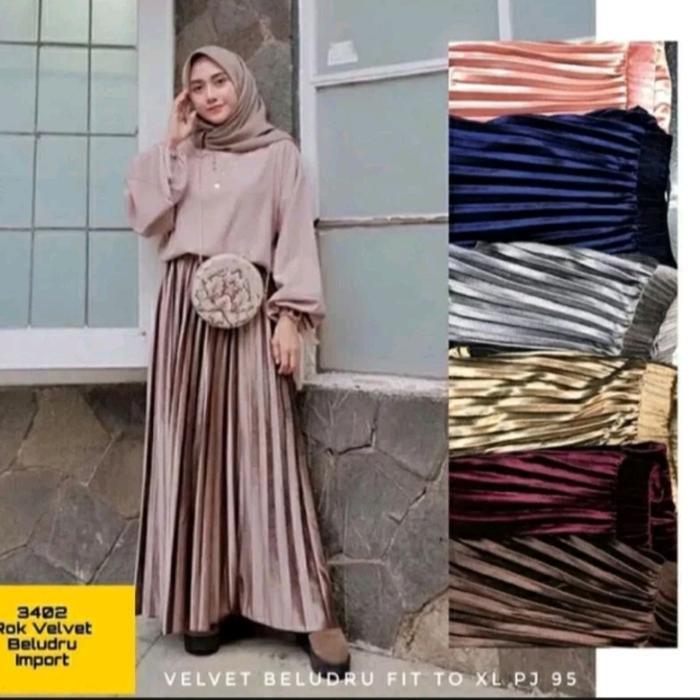SP311 rok plisket bludru velvet panjang premium NEW
