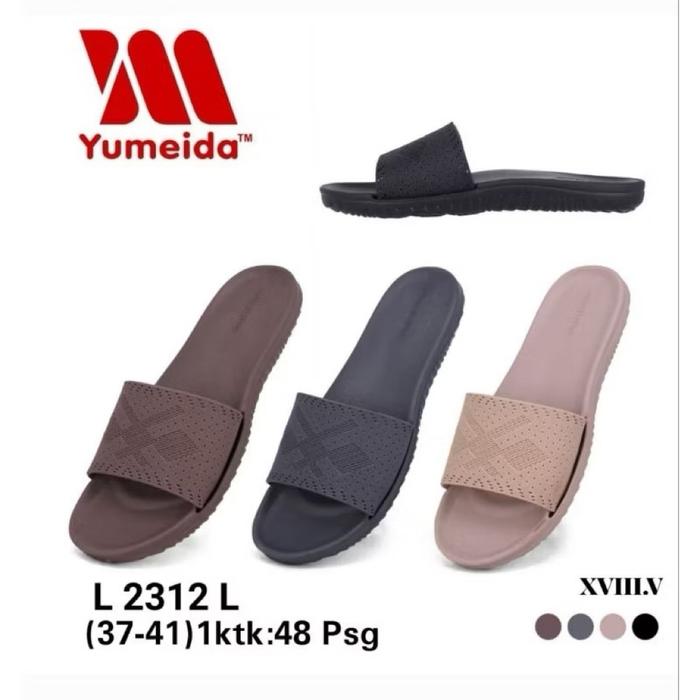 Yumeida Sandal Selop Full Karet Yumeida 2312 Size 37-41 Sandal Wanita Karet Kokop Kekinian Jelly Rum