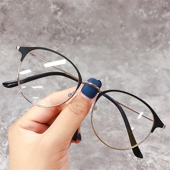 Classic Semi Rimless Myopia Glasses Ultralight Vintage Women Men Metal Round Minus Glasses Finished