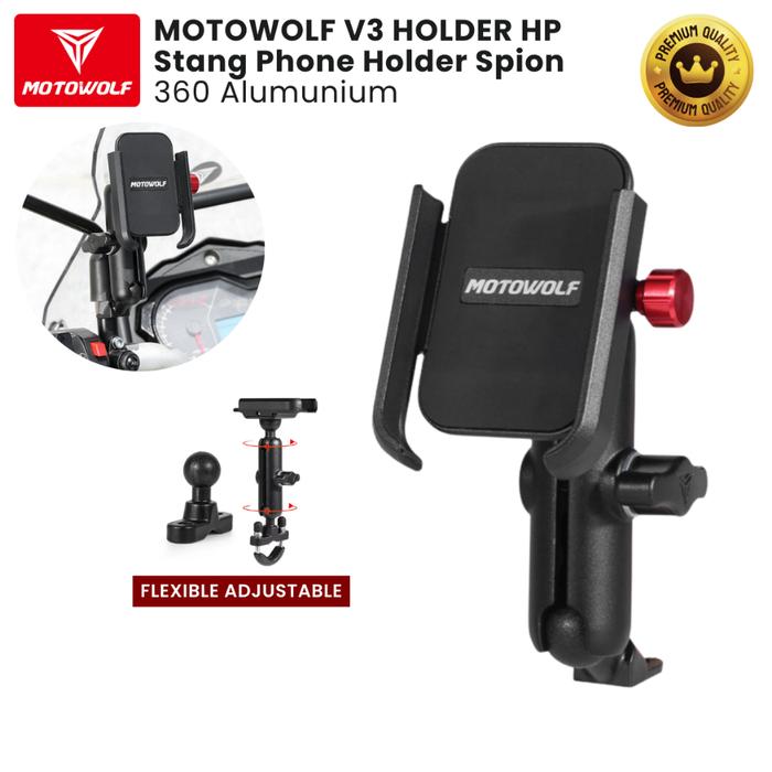 Motowolf V3 Holder HP Motowolf Stang Phone Holder Spion 360 Almunium