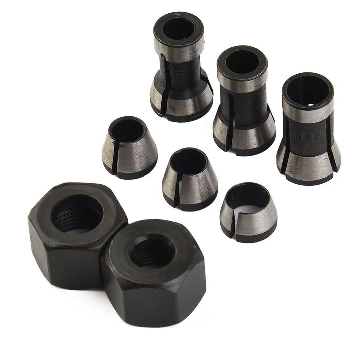 8 Pcs Collet 6/6.35/8mm Black+silver CNC Router Collet Carbon Steel