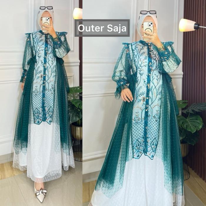 Dress Outer Brukat Tile Dot Elegan