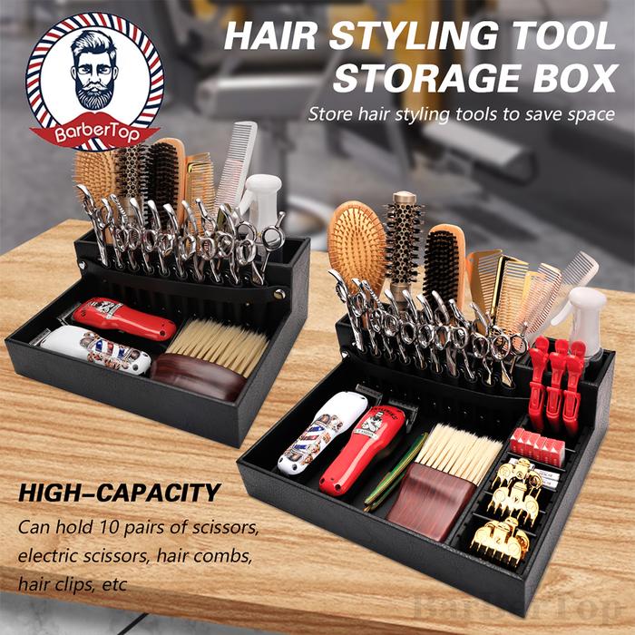Anti-slip Barber Clipper Tray Organizer Hair Trimmer Storage Box Razor Case Holder for Barbershop To