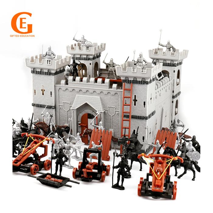 Set Mainan Action Figure Model Istana Tentara UK Medieval Statis
