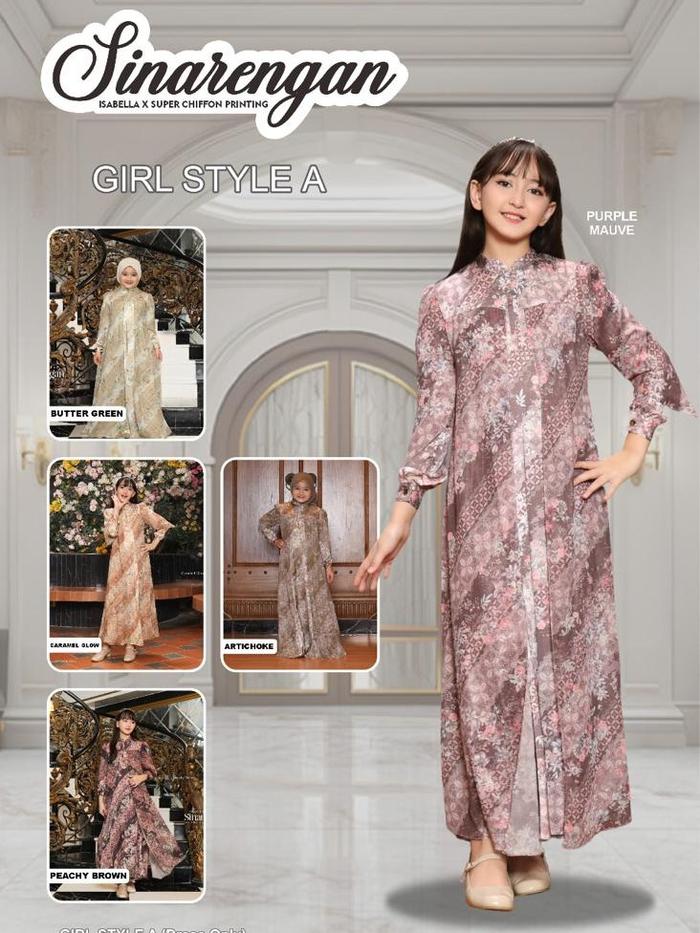 PO SINARENGAN GIRL DRESS STYLE A DRESS ONLY by Zameera Ori Terbaru, Gamis Anak, Gamis Free Scarf, Ga