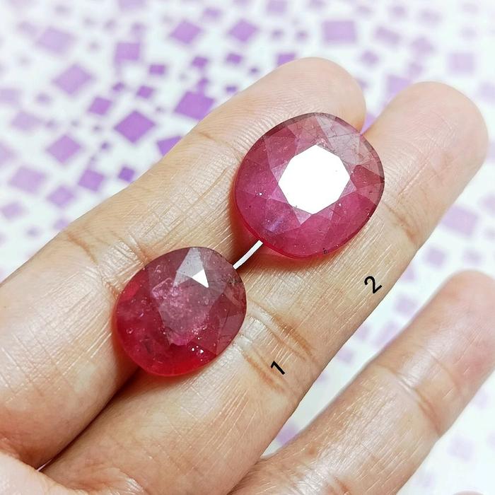 Natural Batu Permata Merah Rubi Cutting Oval - Red Ruby
