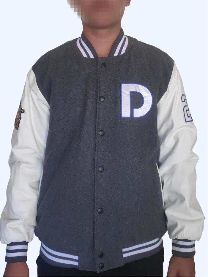 P&R Korea University Varsity Jacket Jaket Varsiti Lengan Kulit Baseball Basebal