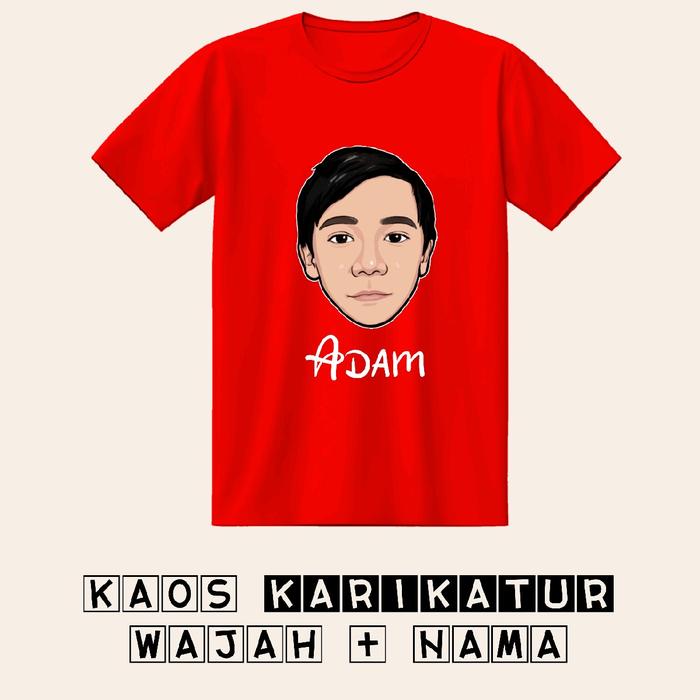 Kaos Karikatur Wajah + Nama