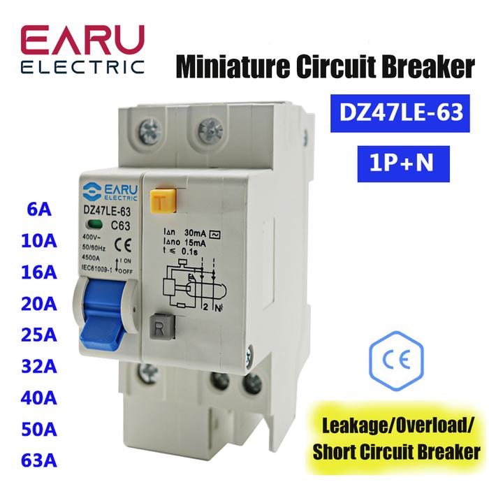 DZ47LE-63 Household Air Switch Miniature Circuit Breaker 1P+N Switch
