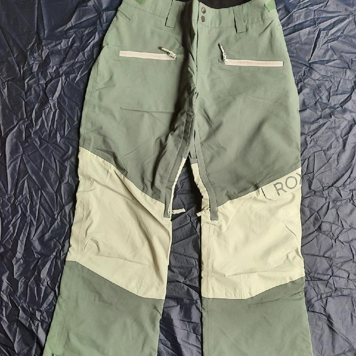 ROXY WOMEN'S CHLOE KIM WOODROSE INSULATED SNOW PANT GREEN CELANA PANJANG HIKING TREKKING WINTER SKI