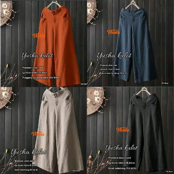 YUSHA KULOT CELANA KULOT PREMIUM LINEN RAMI GAYA KOREA LP 65-100 CM SIZE XL/YUSHA KULOT CELANA PANJA
