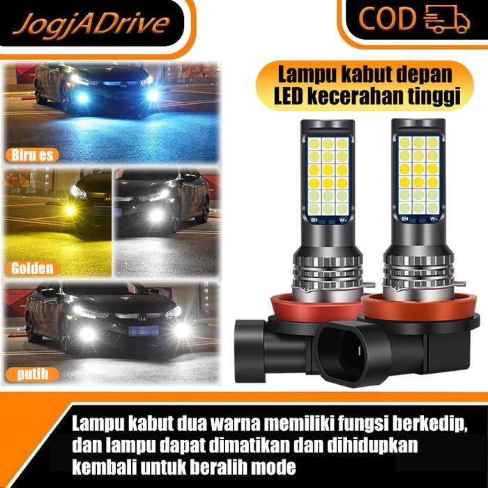 Foglamp Led Mobil 12-24V 1H8 H9 H11 Super Terang Foglamp 1 pcs/2pcs Two Color Foglamp Mobil