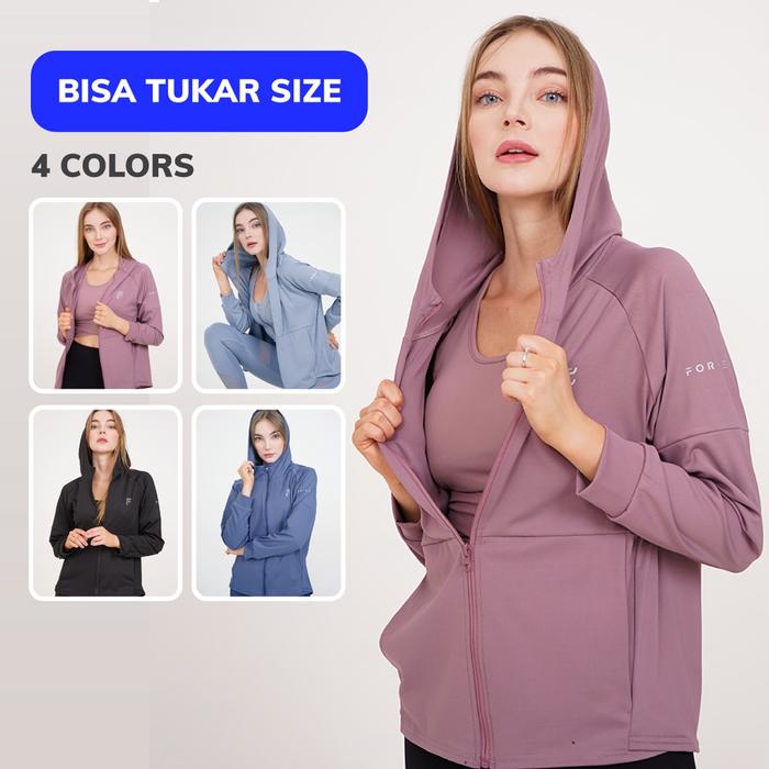 Forge Activewear - S Aria Jaket Olahraga Wanita - Baju Olah Raga Jacket Zipper Hoodie Gym Running La