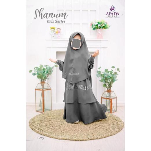 Afada Hijab_Shanum Kids Set Dress Gamis Couple Ibu Anak Jilbab Handsplit Belah Tangan