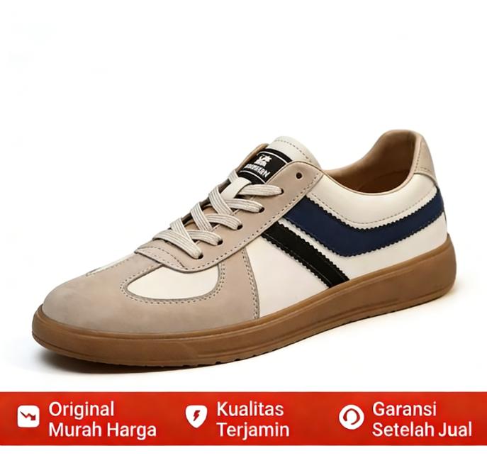 Sepatu Pria Musim Gugur Model Terbaru Kulit Asli Breathable Casual Skate Shoes Sol Empuk Fashion Tra