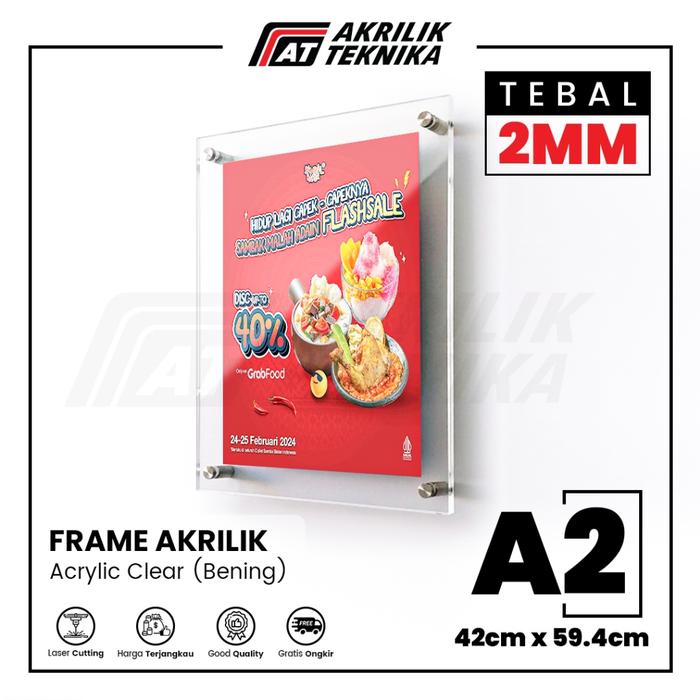 Frame Bingkai Display Poster Akrilik Menu Dinding - Ukuran A2