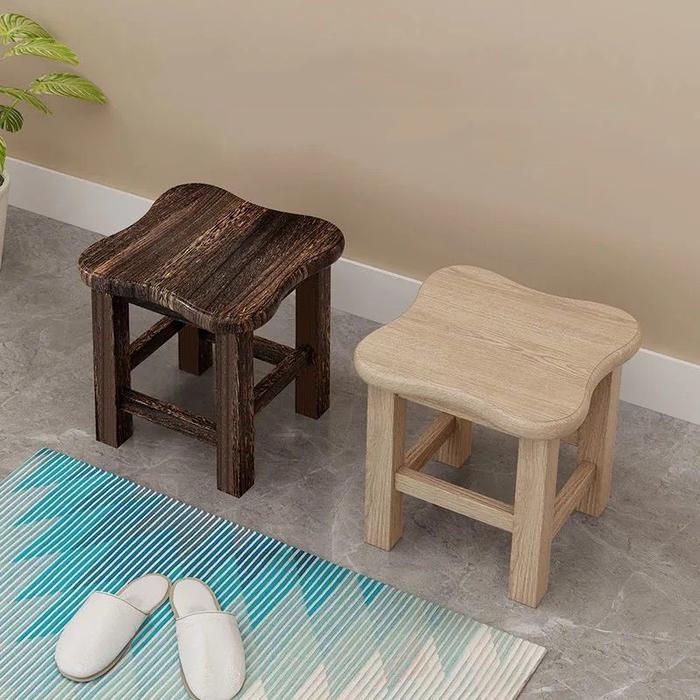 Bangku Rendah Bangku Persegi Kecil Kayu Solid Rumah Modern Bangku