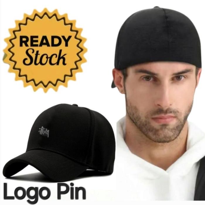 jan'mart Topi Pria Built up Sttusy Logo Pin Bahan Flexibel Caps Baseball
