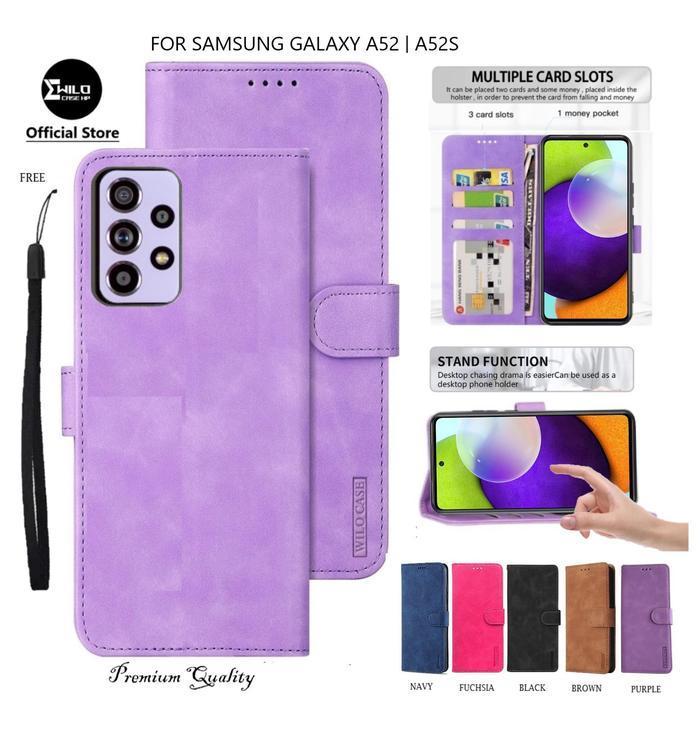 Wilocase Untuk Samsung Galaxy A52 | A52S 5G Flip Case Kulit - Casing Dompet Case - Wallet Leather P