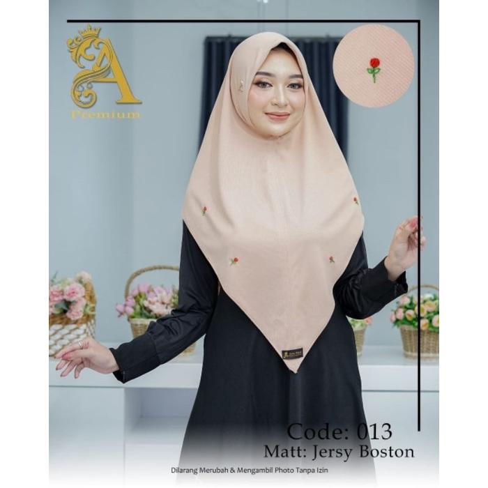 GH - BERGO KNIT KODE 013 JUMBO BORDIR / JILBAB INSTAN / JILBAB KNIT / JILBAB BERGO / KHIMAR SYAR I /