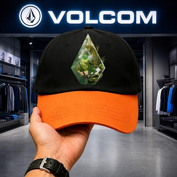 Topi Volcom Hitam Gambar Iguana Hijau Bunglon Kadal Besar Hewan Reptil Unik Sangar Ada 7 Pilihan War