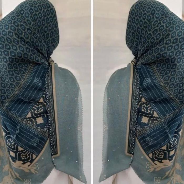 Jilbab Voal motif hijau botol mewah