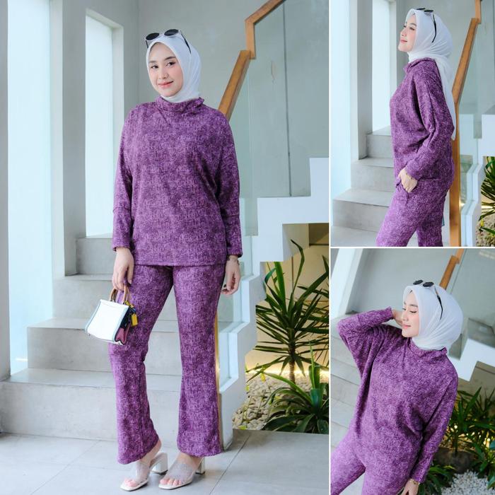 Prqueenfashion - Zoya Setcel Knit Premium Wanita - Setelan One Set Wanita Atasan Batwing dan Celana