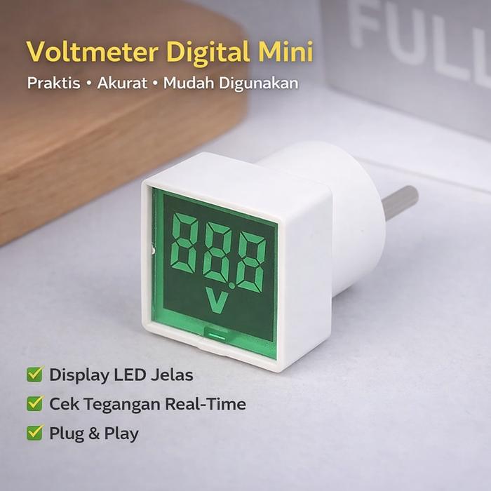 Mutiaramall - Voltmeter Digital Plug | Pengukur Tegangan Listrik | Tester Voltase