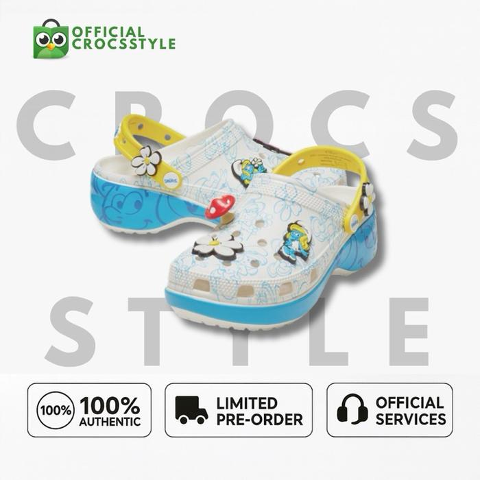 CROCS Unisex Smurfs Platform Clog - 100% Original Sepatu Unisex Dengan Desain Platform Cocok Untuk P