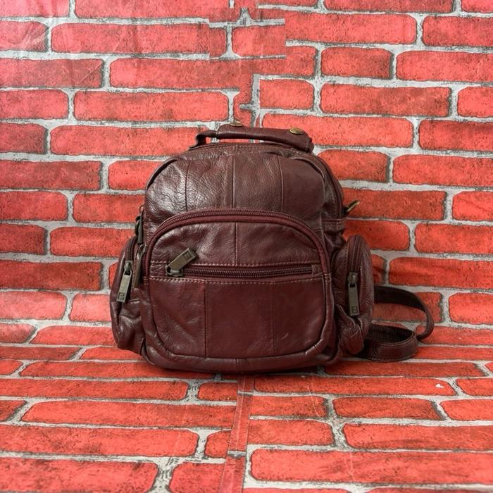 TAS RANSEL MINI WANITA KULIT ASLI VINTAGE SECOND BRANDED COKLAT / TAS RANSEL FASHION WANITA KULIT AS