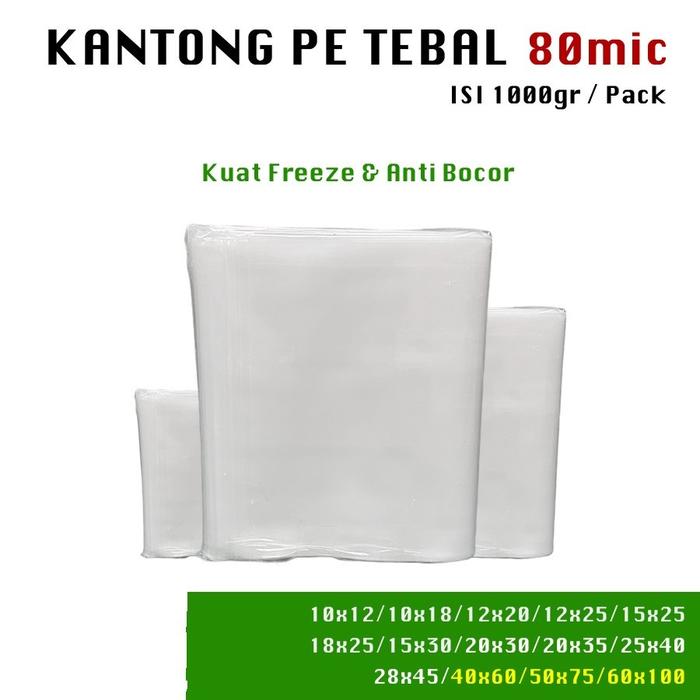 Kantong Plastik PE ORI Tebal 80 micron Plastik Gula Beras Daging Es Batu Serbaguna Tahan Beku Freeze