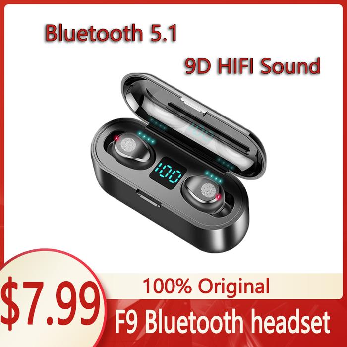 Original F9 Wireless Headphones TWS Bluetooth Earphones 5.1 Hand Free