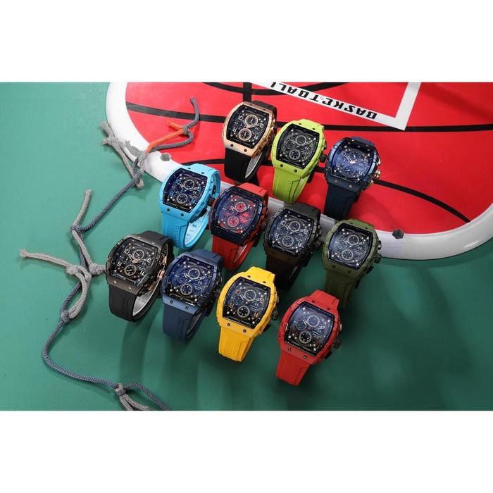 Buy 1 Get 1 !!! Evans Jayden Jam Tangan Pria 9554-2 Rubber Kaca Sapphire Chronograph Water Resistant